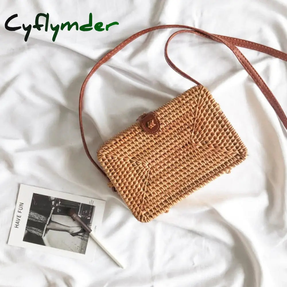 20X8Cm Circle Handwoven Women Messenger Bags Round Retro Rattan Straw Beach Crossbody Bag Good