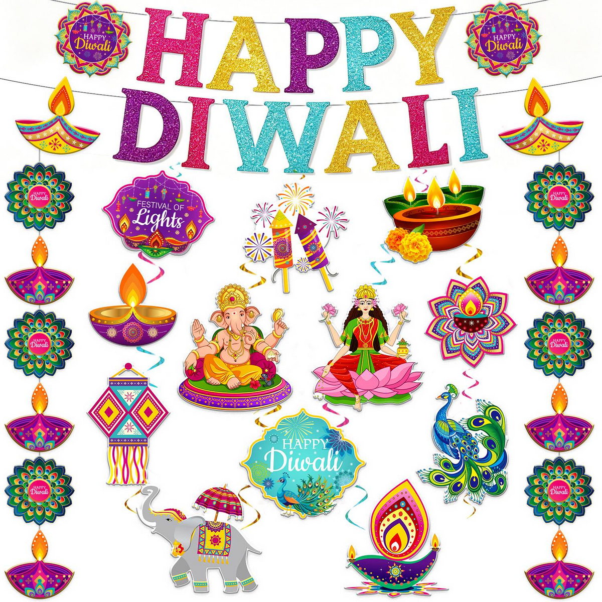 Lanfubeisi Happy Diwali Party Decorations Set.