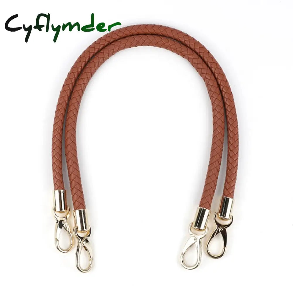 2Pcs Pu Leather Braided Rope Handles For Handbag Shoulder Bag Strap Handmade Diy Accessories Alloy