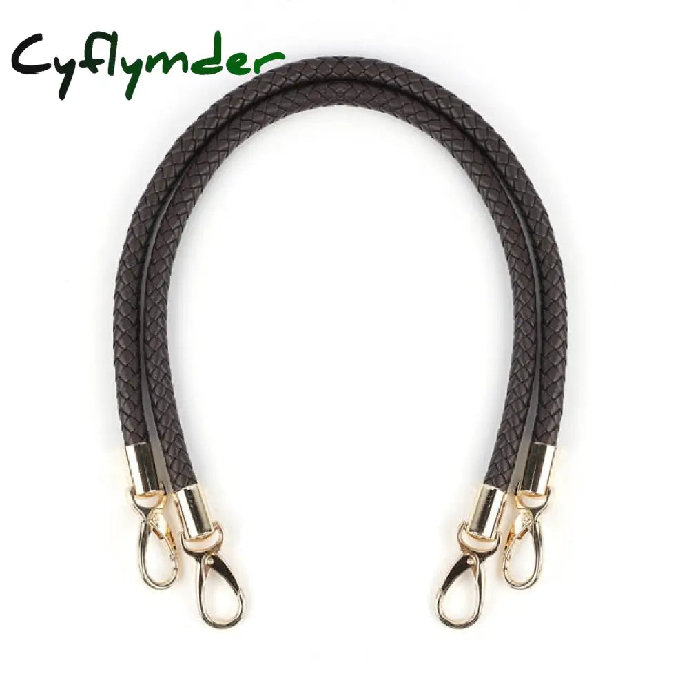 2Pcs Pu Leather Braided Rope Handles For Handbag Shoulder Bag Strap Handmade Diy Accessories Alloy