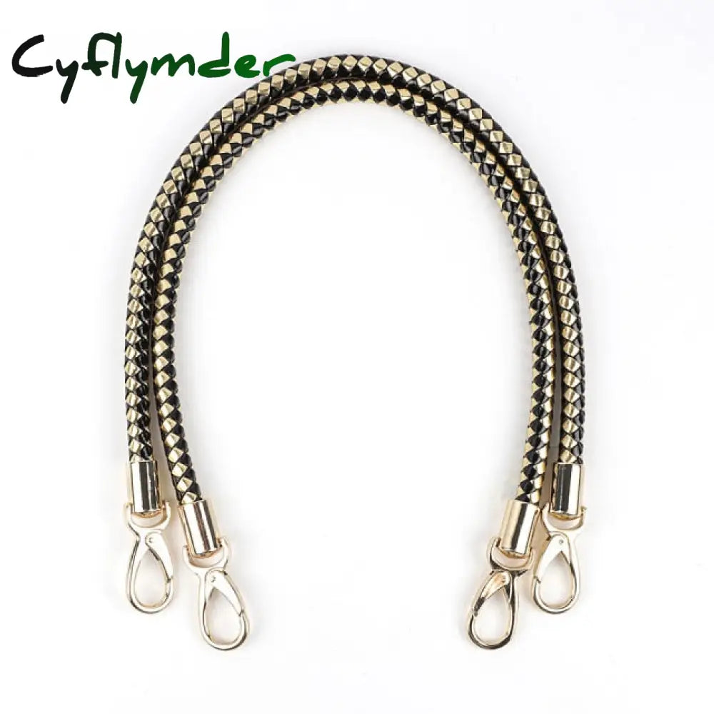 2Pcs Pu Leather Braided Rope Handles For Handbag Shoulder Bag Strap Handmade Diy Accessories Alloy