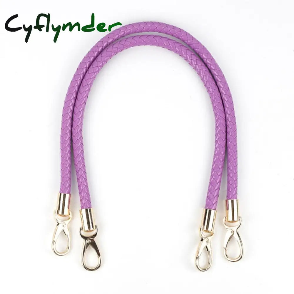 2Pcs Pu Leather Braided Rope Handles For Handbag Shoulder Bag Strap Handmade Diy Accessories Alloy