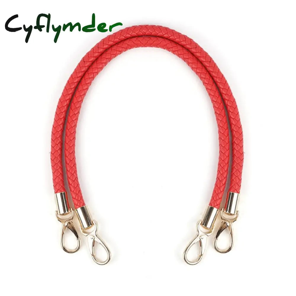 2Pcs Pu Leather Braided Rope Handles For Handbag Shoulder Bag Strap Handmade Diy Accessories Alloy