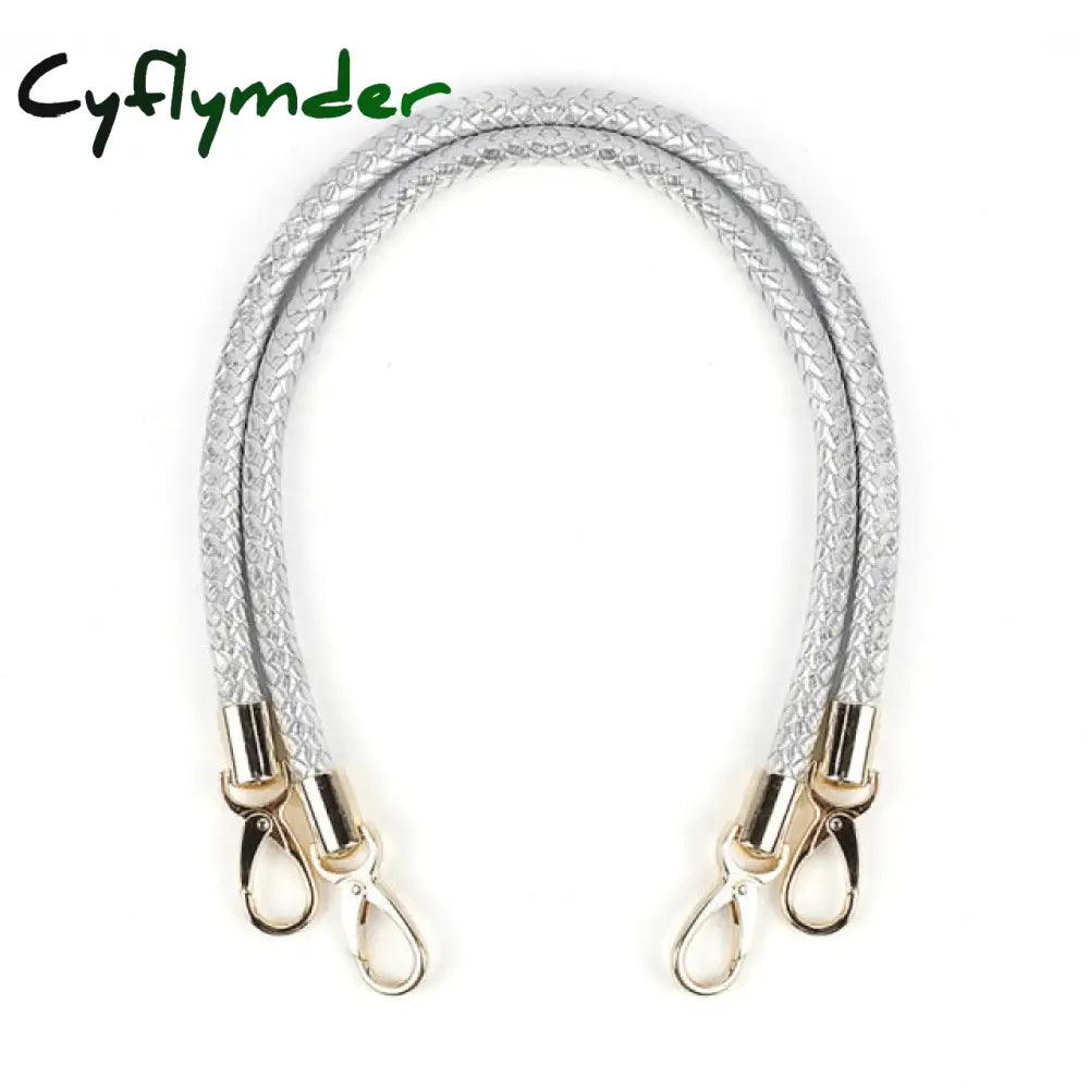 2Pcs Pu Leather Braided Rope Handles For Handbag Shoulder Bag Strap Handmade Diy Accessories Alloy