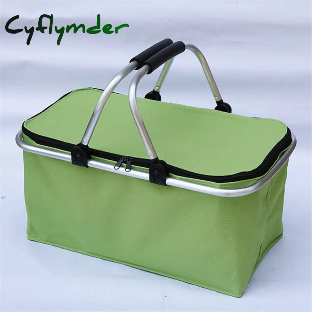 32L Folding Picnic Camping Lunch Bags Insulated Cooler Bag Cool Hamper Storage Basket Box Outdoor