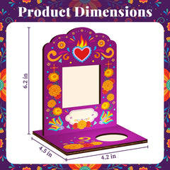 Lanfubeisi 6 Pcs Dia De Los Muertos Decorations Picture Frames, Day of the Dead Ofrenda Altar Decor with Tealight Base for Tabletop Fiesta Party