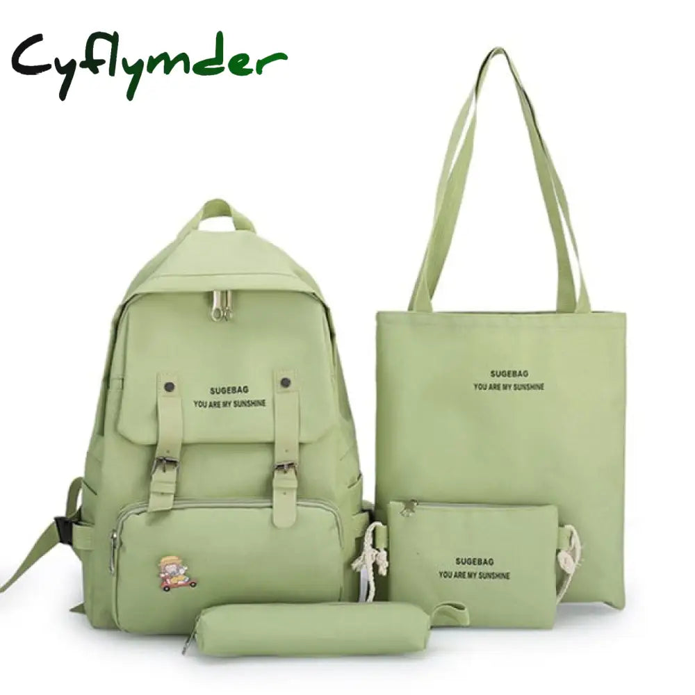 4/5Pcs Sets Canvas School Backpacks For Teenage Girls Harajuku Portfolio To Women’s Bag Set