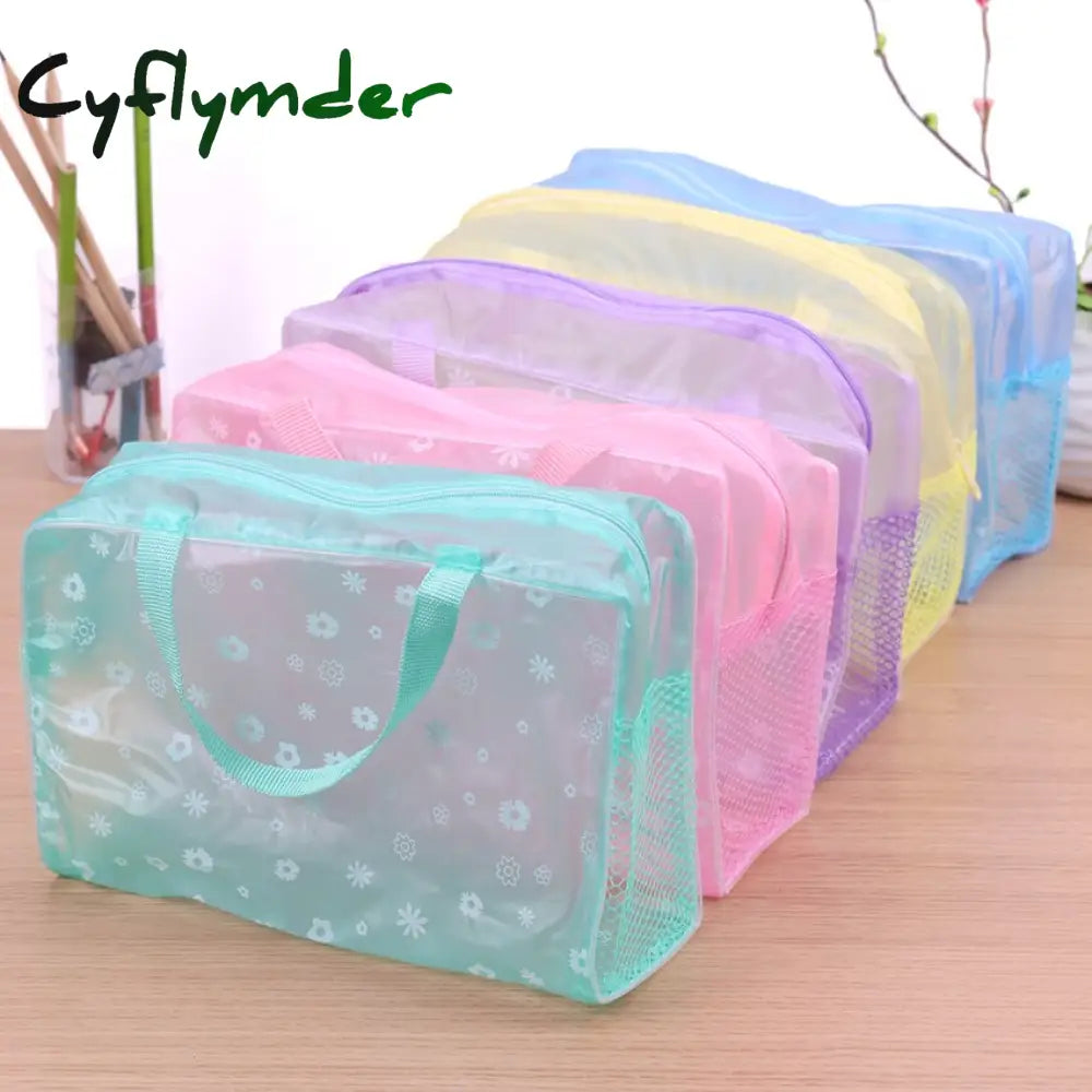 5 Colors Make Up Organizer Bag Toiletry Bathing Storage Women Waterproof Transparent Floral Pvc