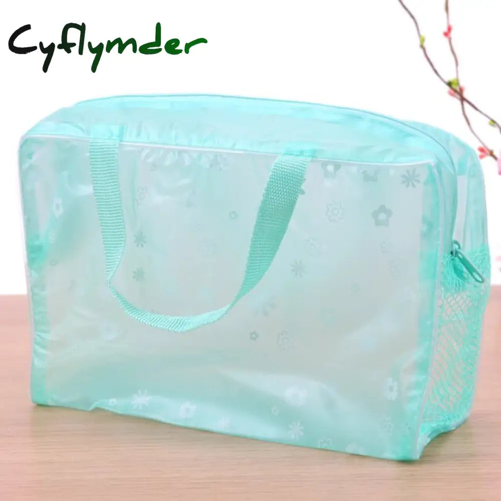 5 Colors Make Up Organizer Bag Toiletry Bathing Storage Women Waterproof Transparent Floral Pvc