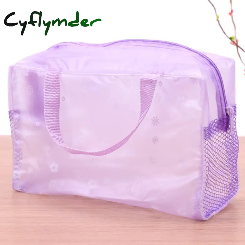 5 Colors Make Up Organizer Bag Toiletry Bathing Storage Women Waterproof Transparent Floral Pvc