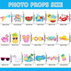 lanfubeisi Pool Party Photo Booth Props 18pcs Summer Decorations Tropical Hawaiian Frame 1pcs 23.5x27.6in for Photography
