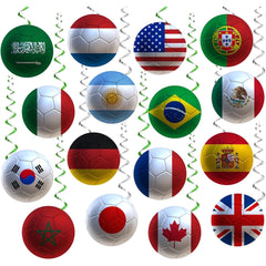 Lanfubeisi 32PCS World Soccer Party Decorations Flag Theme Hanging Swirls Decor 2026 Soccer Party Supplies for Sports Viewing Party, Classroom, Bar, Birthday Decorations
