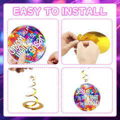 Lanfubeisi Illumination Station VBS Decorations Set 131Pcs ， Complete 2026 VBS Party Supplies with Banner, Plates, Napkins, Cups, Forks, Tablecloth, Balloons, Hanging Swirls, Cupcake Toppers & Cake T