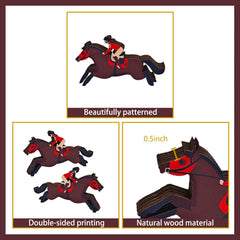 6pcs Derby Decorations Wooden Table Centerpieces Double Sided Horse Party Table Decorations Horse Racing Festival Tiered Tray Decor for Home Office Holiday Party Supplies