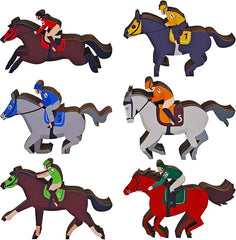 6pcs Derby Decorations Wooden Table Centerpieces Double Sided Horse Party Table Decorations Horse Racing Festival Tiered Tray Decor for Home Office Holiday Party Supplies