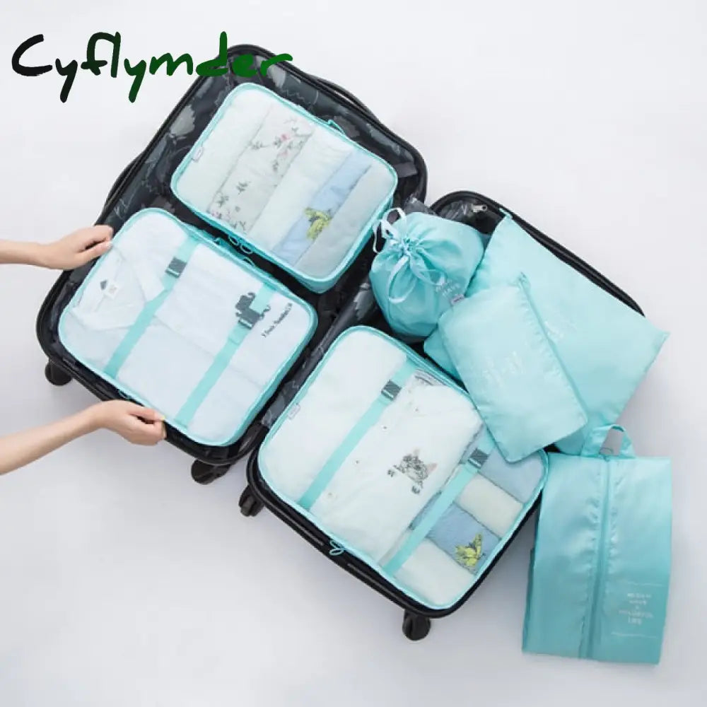 7Pcs/Set Luggage Packing Travel Organizer Clothes Storage Waterproof Bags Mesh Bag In Pouch