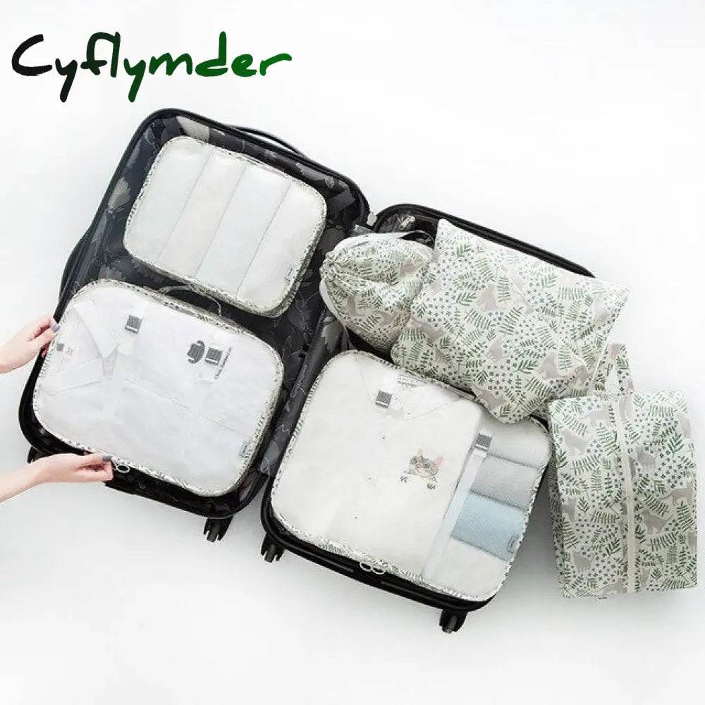 7Pcs/Set Luggage Packing Travel Organizer Clothes Storage Waterproof Bags Mesh Bag In Pouch