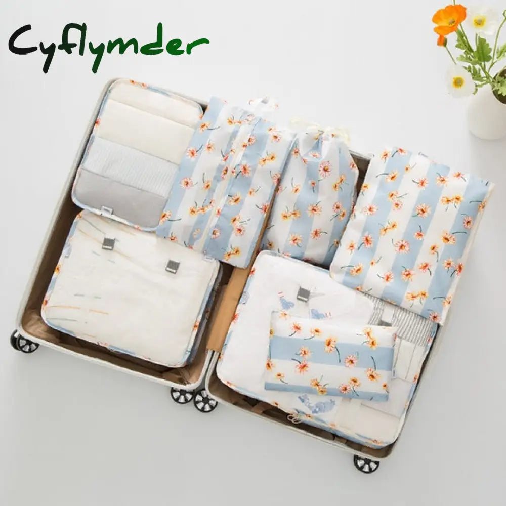 7Pcs/Set Luggage Packing Travel Organizer Clothes Storage Waterproof Bags Mesh Bag In Pouch