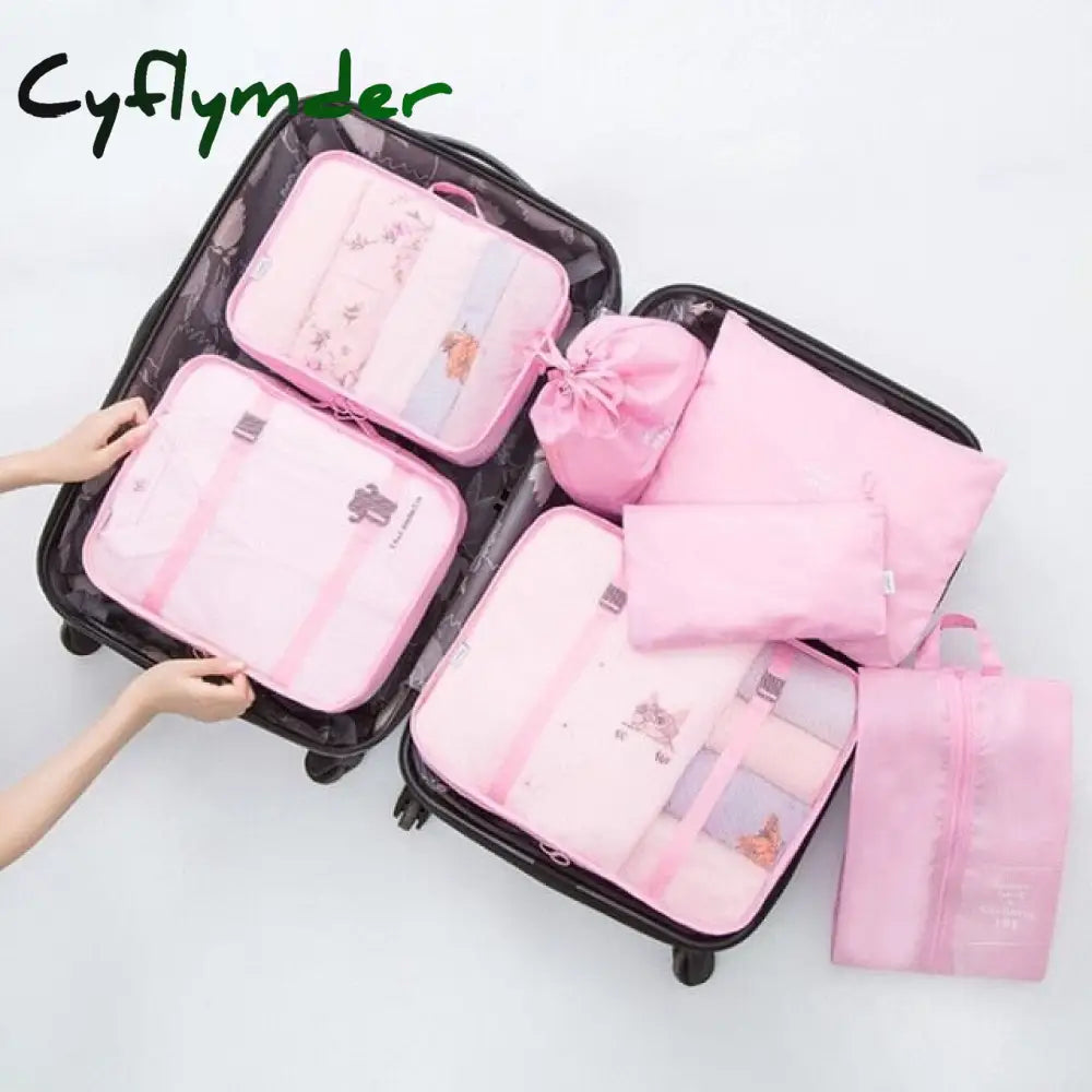 7Pcs/Set Luggage Packing Travel Organizer Clothes Storage Waterproof Bags Mesh Bag In Pouch