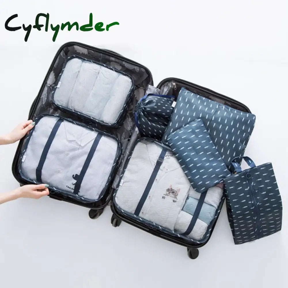 7Pcs/Set Luggage Packing Travel Organizer Clothes Storage Waterproof Bags Mesh Bag In Pouch