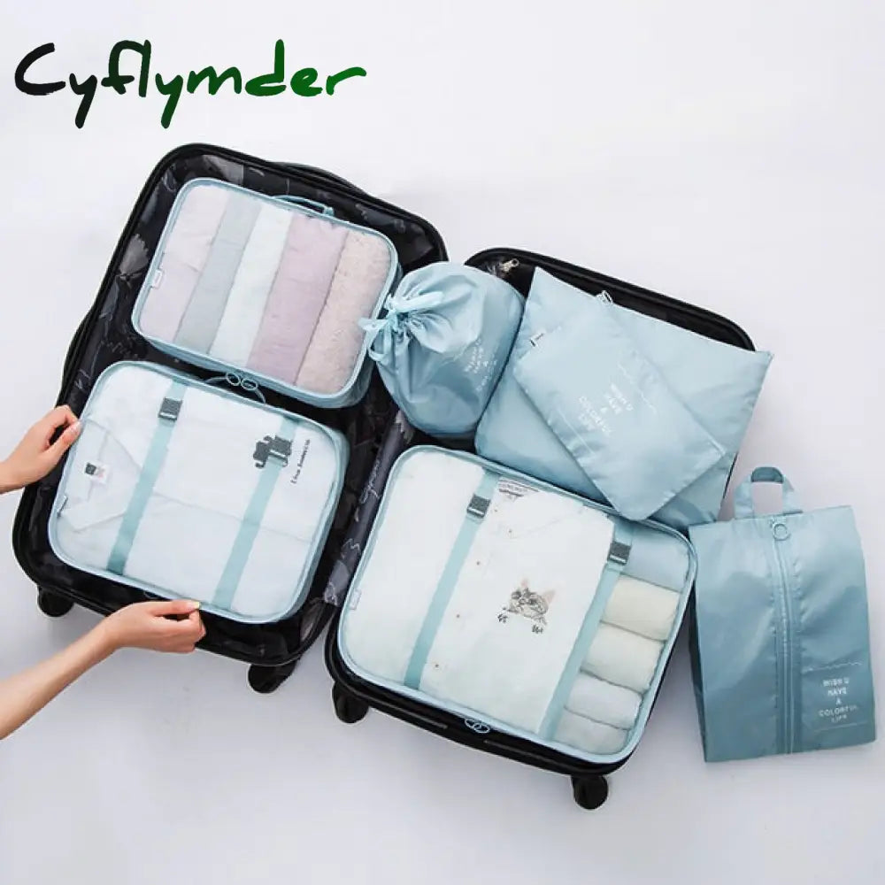 7Pcs/Set Luggage Packing Travel Organizer Clothes Storage Waterproof Bags Mesh Bag In Pouch