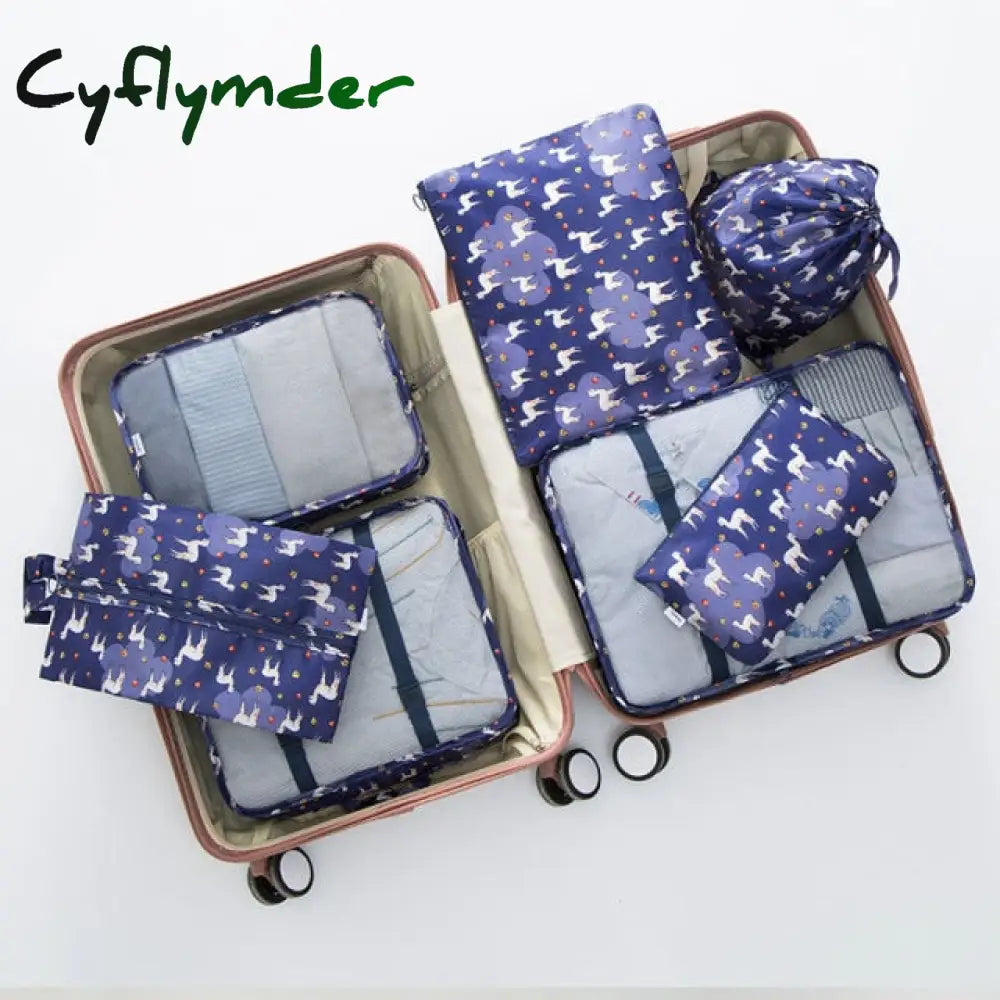 7Pcs/Set Luggage Packing Travel Organizer Clothes Storage Waterproof Bags Mesh Bag In Pouch