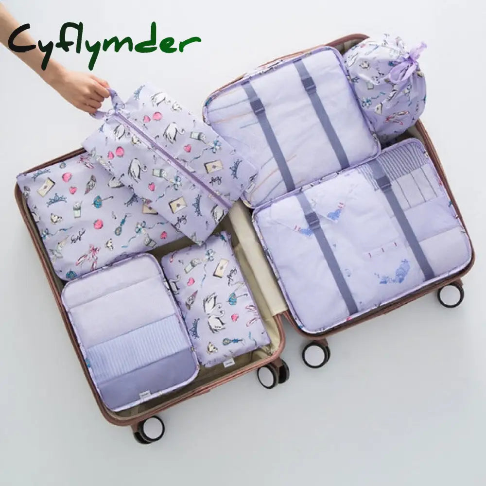 7Pcs/Set Luggage Packing Travel Organizer Clothes Storage Waterproof Bags Mesh Bag In Pouch