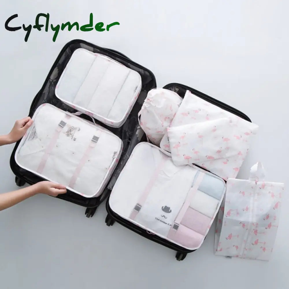 7Pcs/Set Luggage Packing Travel Organizer Clothes Storage Waterproof Bags Mesh Bag In Pouch