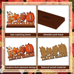 Lanfubeisi Fall Football Theme Wooden Table Centerpiece Tis the Season Sign 11.8x6 Inches, Autumn Harvest Thanksgiving Wooden Sign Fall Decorations for Home