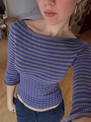 Cyflymder   Harajuku style women's striped sweater high street retro girly decadent style cute American fashion Y2K round neck casual tops