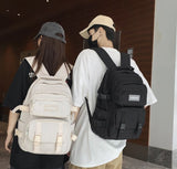 Cyflymder New Multi-pocket Waterproof Nylon Backpack Large Capacity Solid Color Women Schoolbag Men Insert Buckle Laptop Backpacks