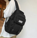 Cyflymder New Multi-pocket Waterproof Nylon Backpack Large Capacity Solid Color Women Schoolbag Men Insert Buckle Laptop Backpacks