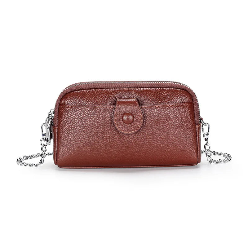 Cyflymder  Genuine Leather Ladies Clutch Purses Long Women Wallet Zipper Wrist Bag Female Coin Purse Mobile Phone Bag chain Crossbody bags