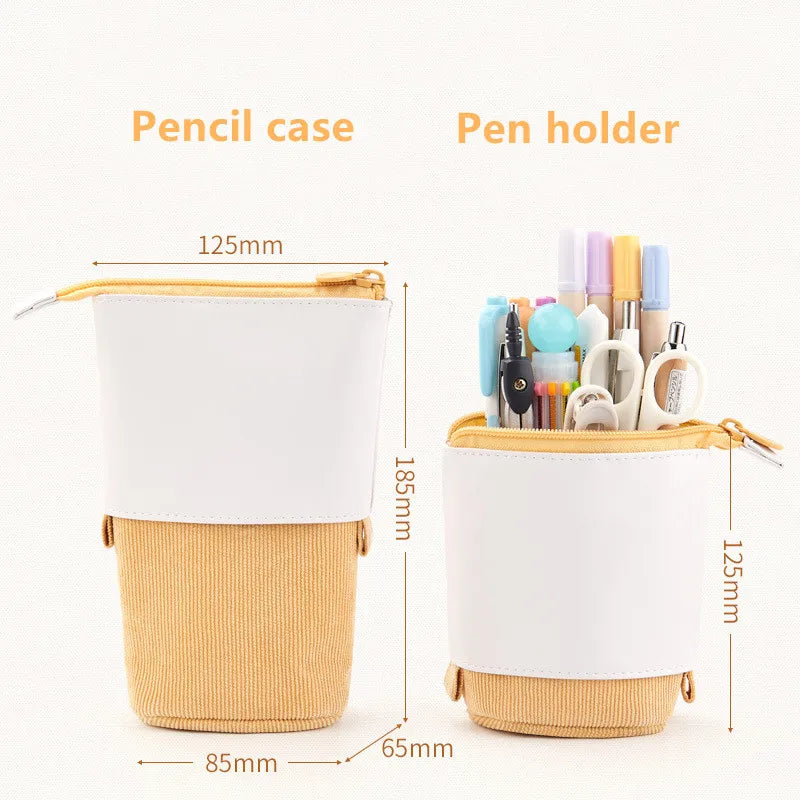 Cyflymder Creative Retractable pencil case school stationery Storage bag Kawaii Solid color Pen case cute pen holder gifts for kid pen bag