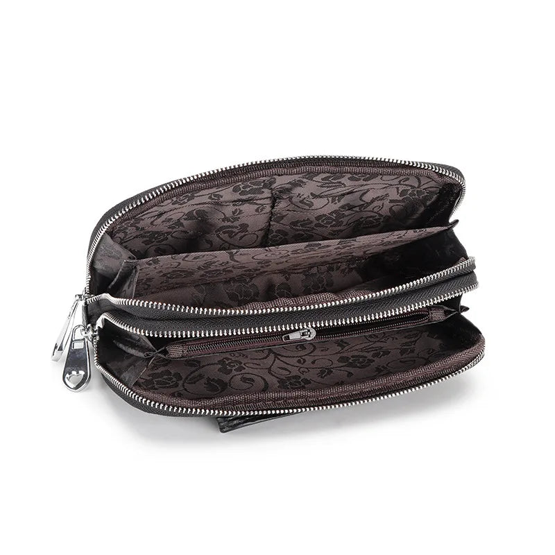 Cyflymder  Brand Genuine Leather Women Wallets Long Zipper Wallet big capacity Ladies Clutch Bag Female Luxury Cowhide Purse Phone Bag