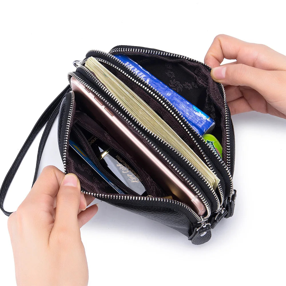 Cyflymder  Fashion Long Wallet High Quality genuine leather Clutch Walllet Phone Pocket Casual Organizer Clutches Rfid Purse phone bag red
