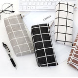 Cyflymder Canvas Geometric Pencil Bag Case School Simple Striped Grid Solid Color Cute Pencil Bag Case Pouch Office Students Supplies SAL