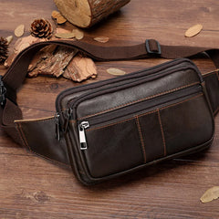 Cyflymder Leather Men Waist Pack Fashion Fanny Pack for Cell Phone Male Crazy Horse Leather Chest Bag Belt Bag Small Shoulder Bag