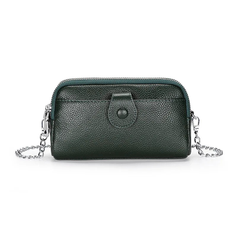 Cyflymder  Genuine Leather Ladies Clutch Purses Long Women Wallet Zipper Wrist Bag Female Coin Purse Mobile Phone Bag chain Crossbody bags