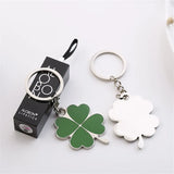 Cyflymder Hot Sale Creative Green Color Four-leaf Clover Fortune Keychain Key Chain Ring Pendant Bag Accessories Girls Cute Keyring Gifts