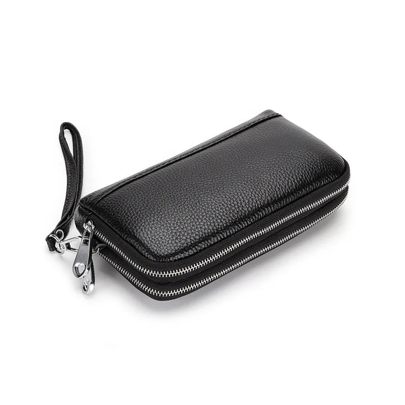 Cyflymder  Brand Genuine Leather Women Wallets Long Zipper Wallet big capacity Ladies Clutch Bag Female Luxury Cowhide Purse Phone Bag