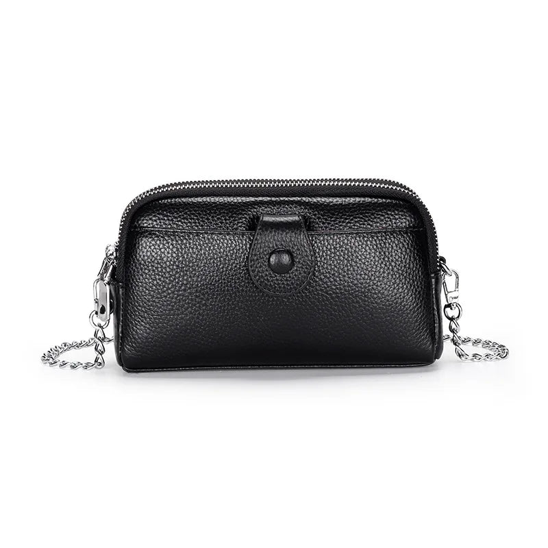 Cyflymder  Genuine Leather Ladies Clutch Purses Long Women Wallet Zipper Wrist Bag Female Coin Purse Mobile Phone Bag chain Crossbody bags