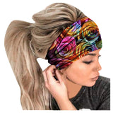 Cyflymder Boho Stretch Headwrap Women Rose Flower Print Headband Elastic Head Wrap Hair Band Bandana Headband Wide Scarf Turban 2022