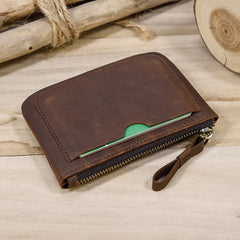 Cyflymder Men's Genuine Leather Zipper Coin Wallet Wowen natural Leather Mini Short Purse Card Holder Change Purse For Man Clutch Wallets