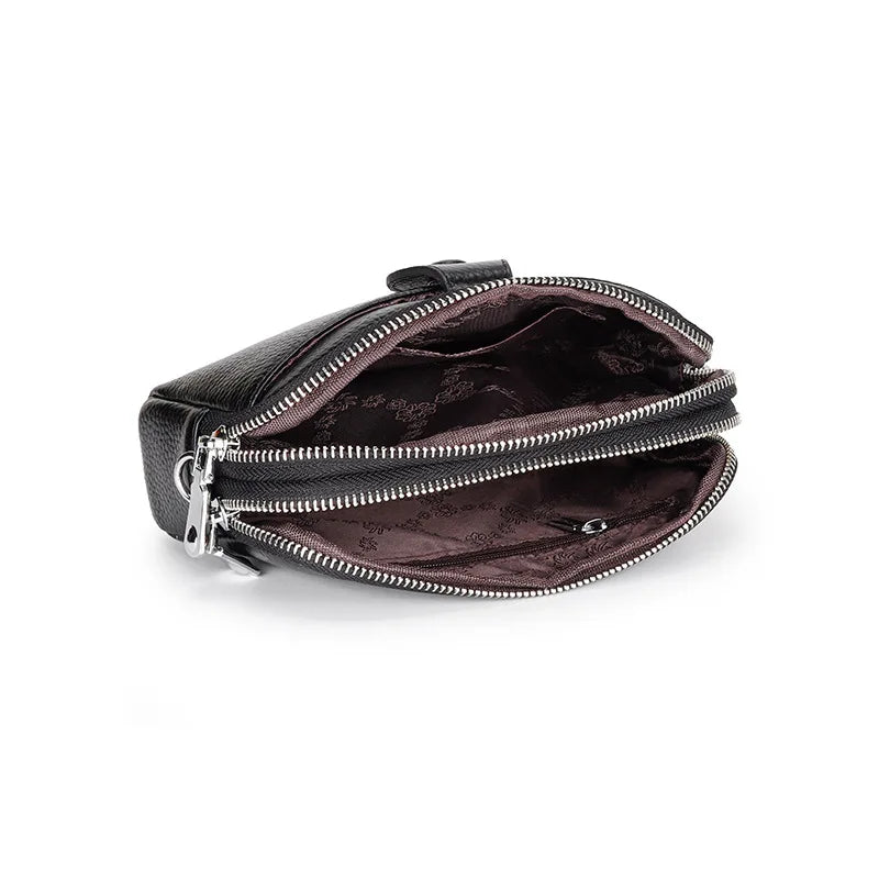 Cyflymder  Genuine Leather Ladies Clutch Purses Long Women Wallet Zipper Wrist Bag Female Coin Purse Mobile Phone Bag chain Crossbody bags