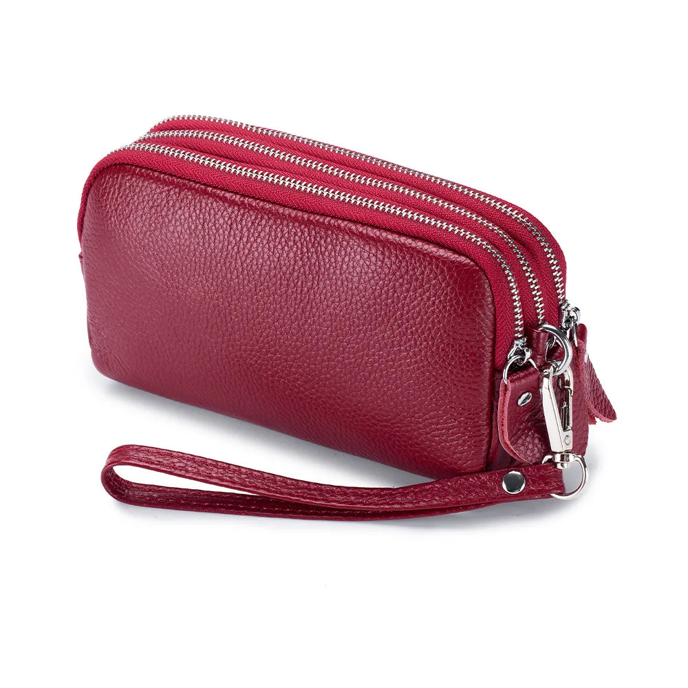 Cyflymder  Fashion Long Wallet High Quality genuine leather Clutch Walllet Phone Pocket Casual Organizer Clutches Rfid Purse phone bag red