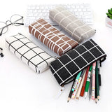 Cyflymder Canvas Geometric Pencil Bag Case School Simple Striped Grid Solid Color Cute Pencil Bag Case Pouch Office Students Supplies SAL