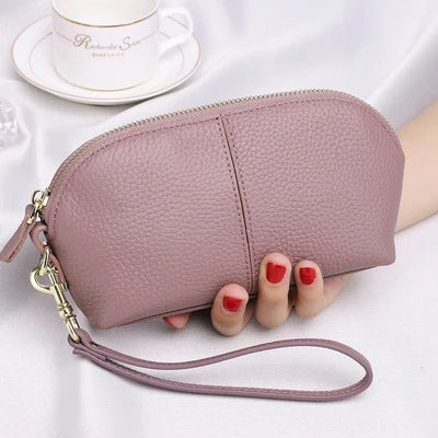 Cyflymder Genuine Leather Women Long Wallet Zipper Wristlet Bag Lady Clutches Coin Purse Cowhide Mobile Phone Bag Evening Party Handbag