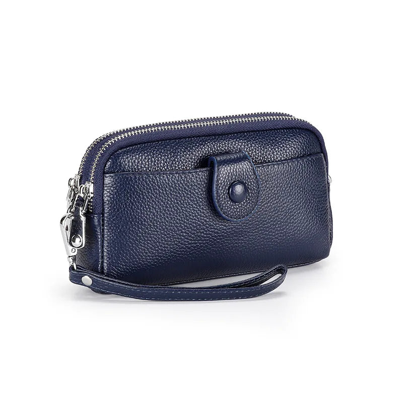 Cyflymder  Genuine Leather Ladies Clutch Purses Long Women Wallet Zipper Wrist Bag Female Coin Purse Mobile Phone Bag chain Crossbody bags
