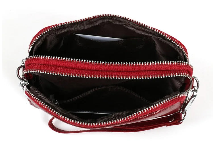 Cyflymder  Genuine Leather Ladies Clutch Purses Long Women Wallet Zipper Wrist Bag Female Coin Purse Mobile Phone Bag chain Crossbody bags